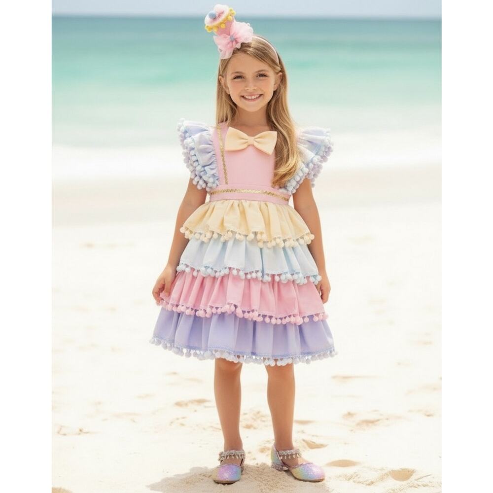 NWT Trish Scully Dollcake Rainbow Tiered Birthday Girl Party Dress Size 6